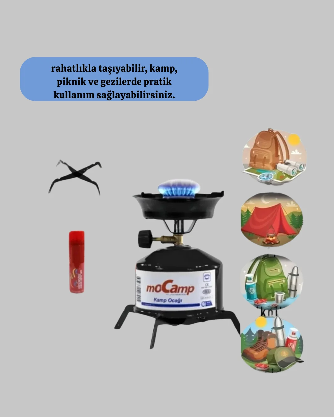 Taşınabilir Metal Gövdeli Kamp Ocağı Seti