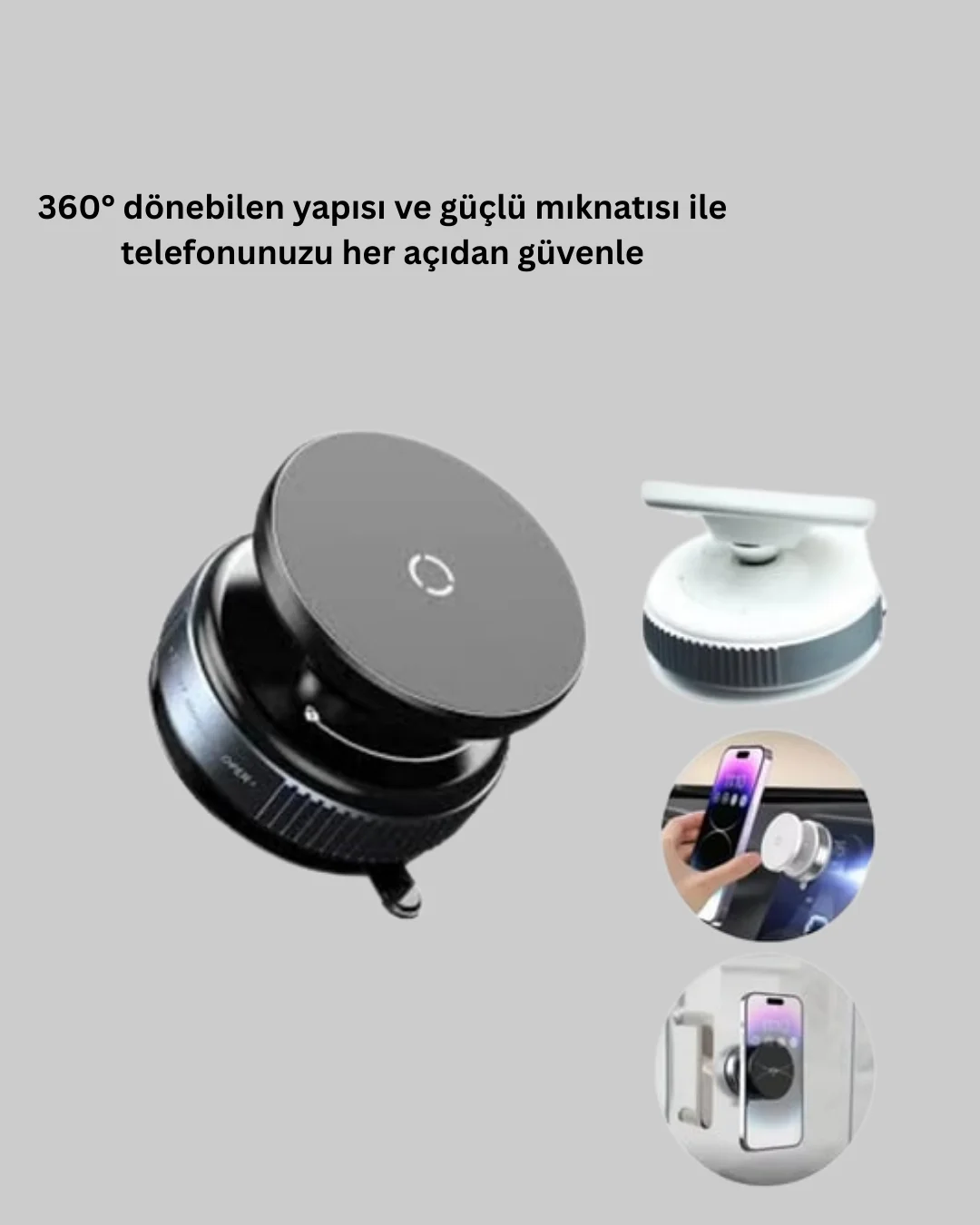 Evrensel Manyetik Araç Telefon Tutucu 360° Döner Başlık