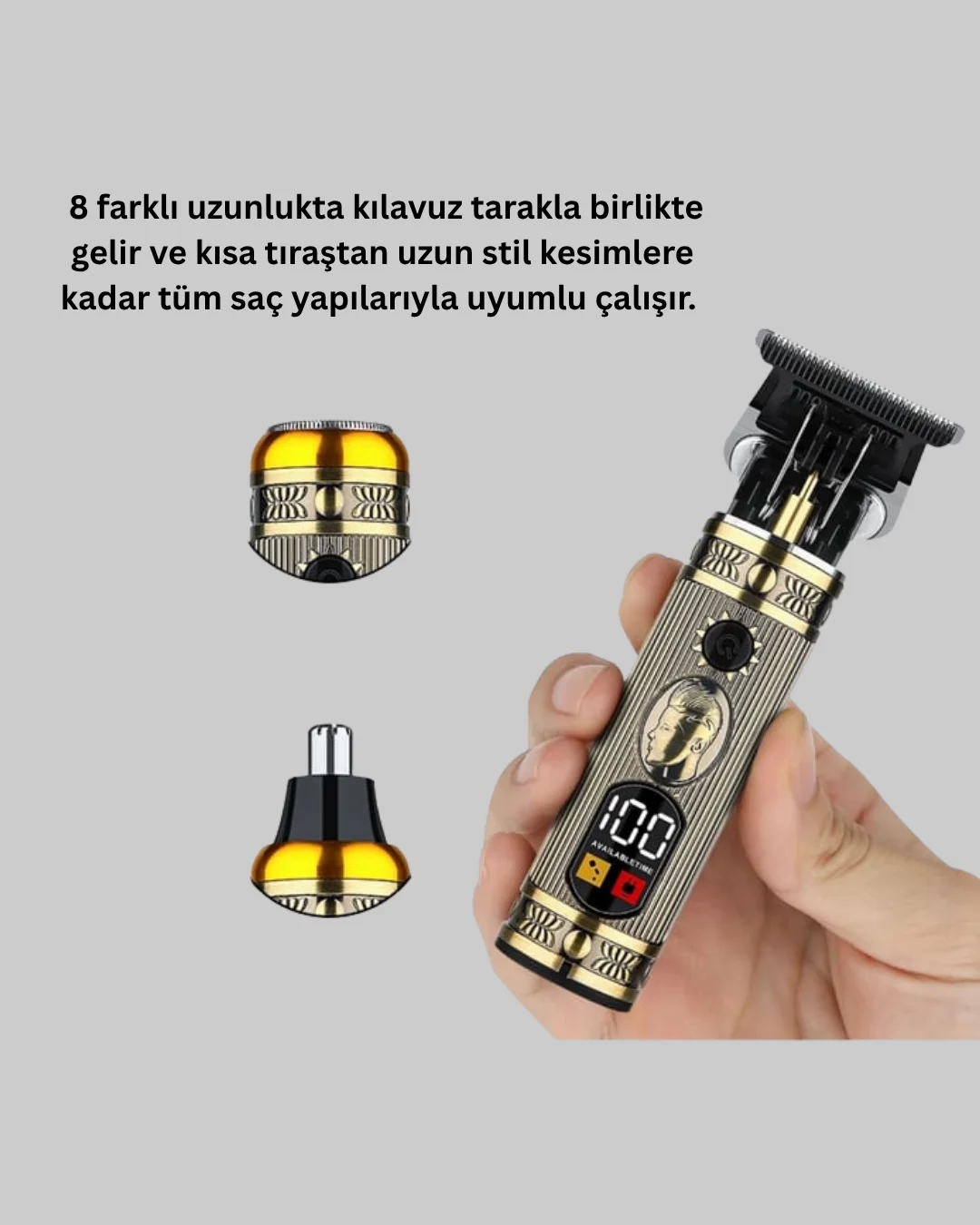 8 Taraklı Saç Kesme ve Sakal Şekillendirme Makinesi