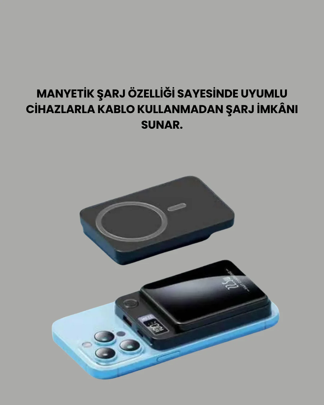 10000mAh Kapasiteli Manyetik USB-C ve Kablosuz Powerbank W09