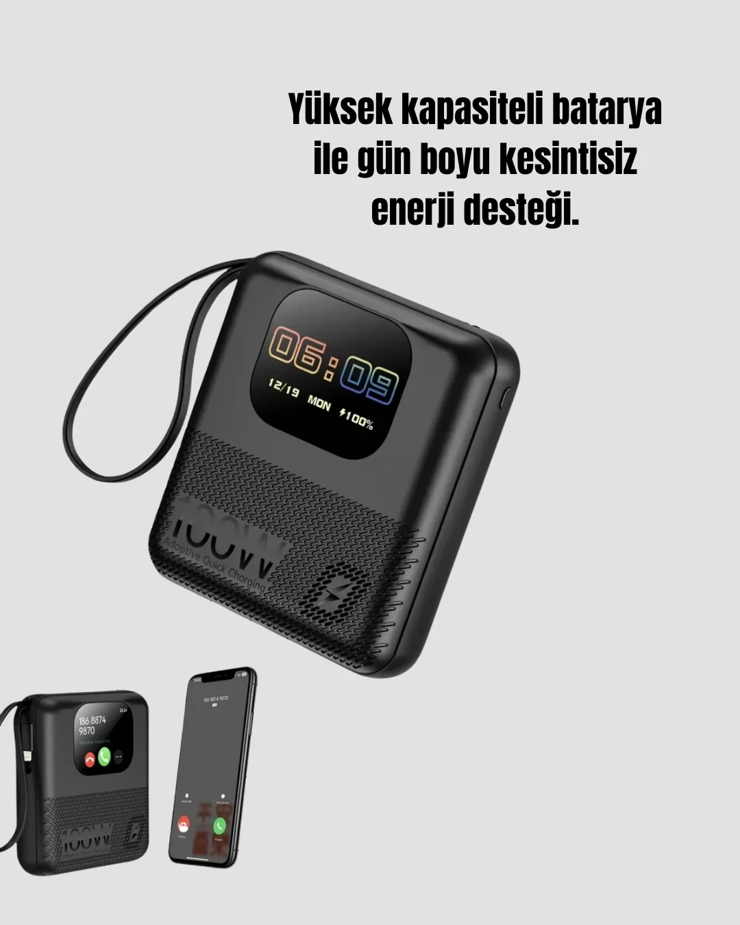 Akıllı Bildirim Ekranlı 10000 mAh Powerbank ve Aktivite Takip Cihazı