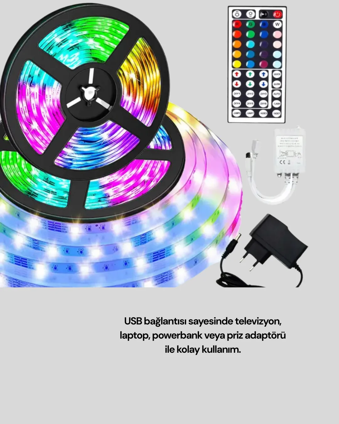 10 Metre Smart Şerit Led Bluetooth Telefon Kontrollü USB Enerjili