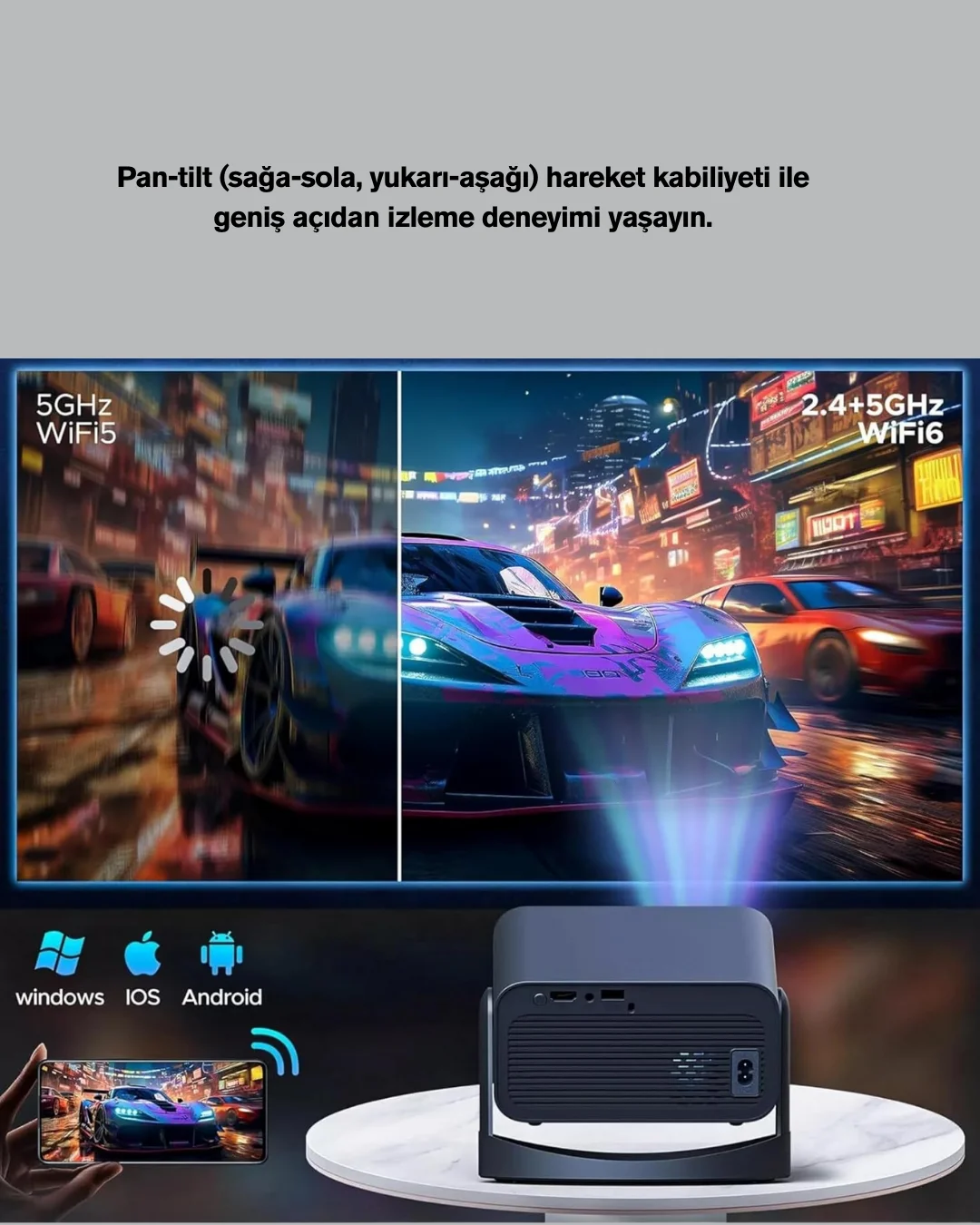 Full HD 1080P HDR Destekli Akıllı Projeksiyon Cihazı