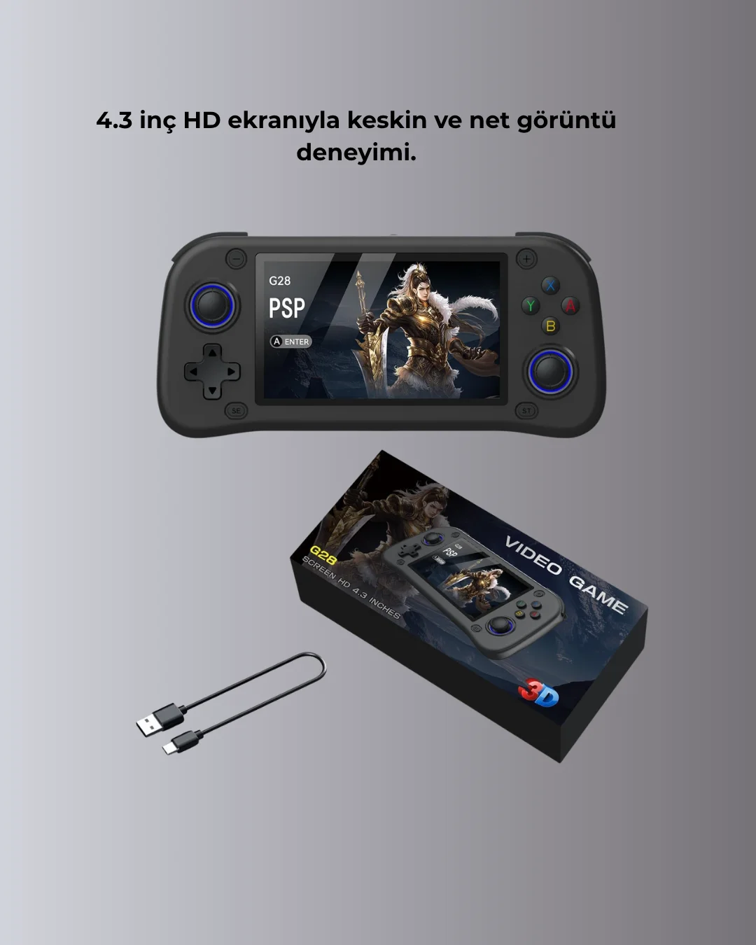 4.3” HD Ekranlı El Konsolu 64GB Hafıza Kartı ve 10000 Yüklü Oyun