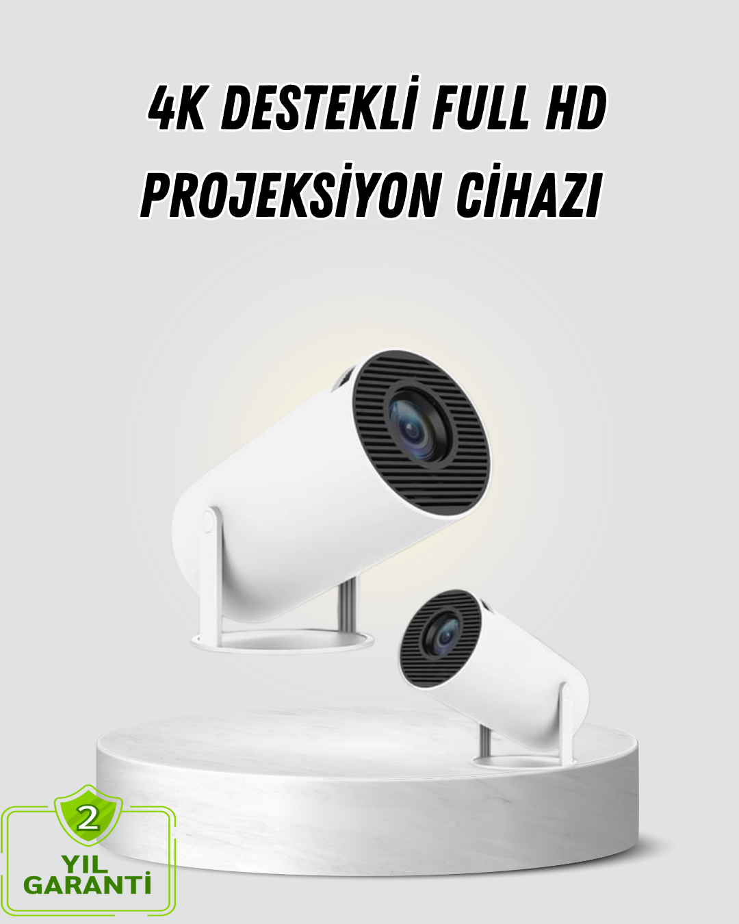 Full HD 4K Destekli Akıllı Projeksiyon – 130 inç Ekran, Uzun Ömürlü Ampul ve Çoklu Giriş