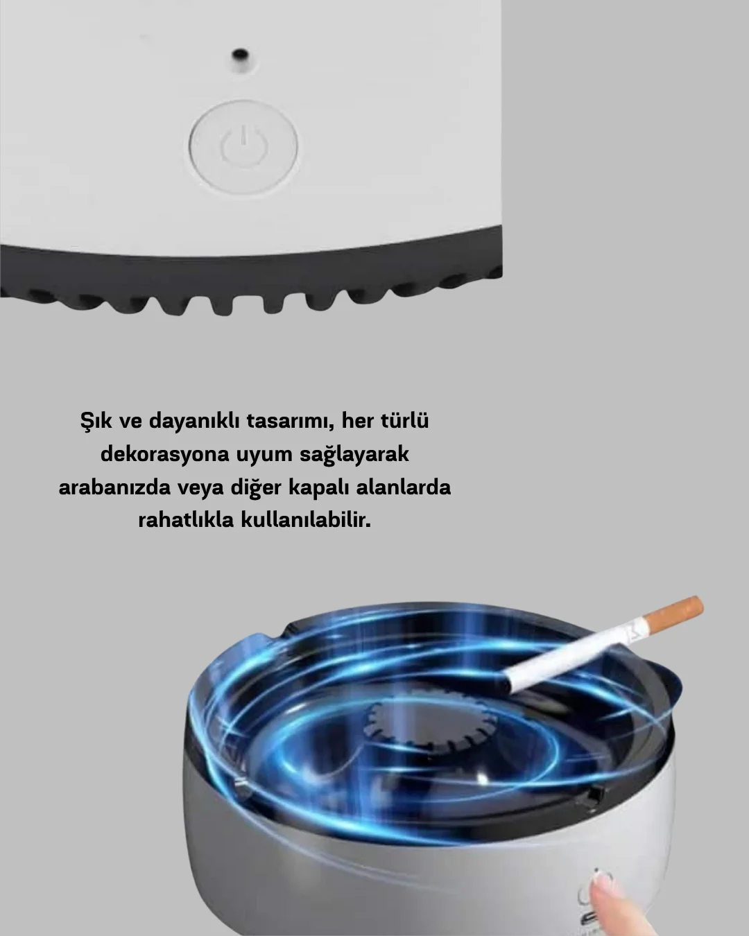 Küllük ve Hava Temizleyici 2’si 1 Arada – Sigara Kokusu Giderici, Araba ve Ofis İçin