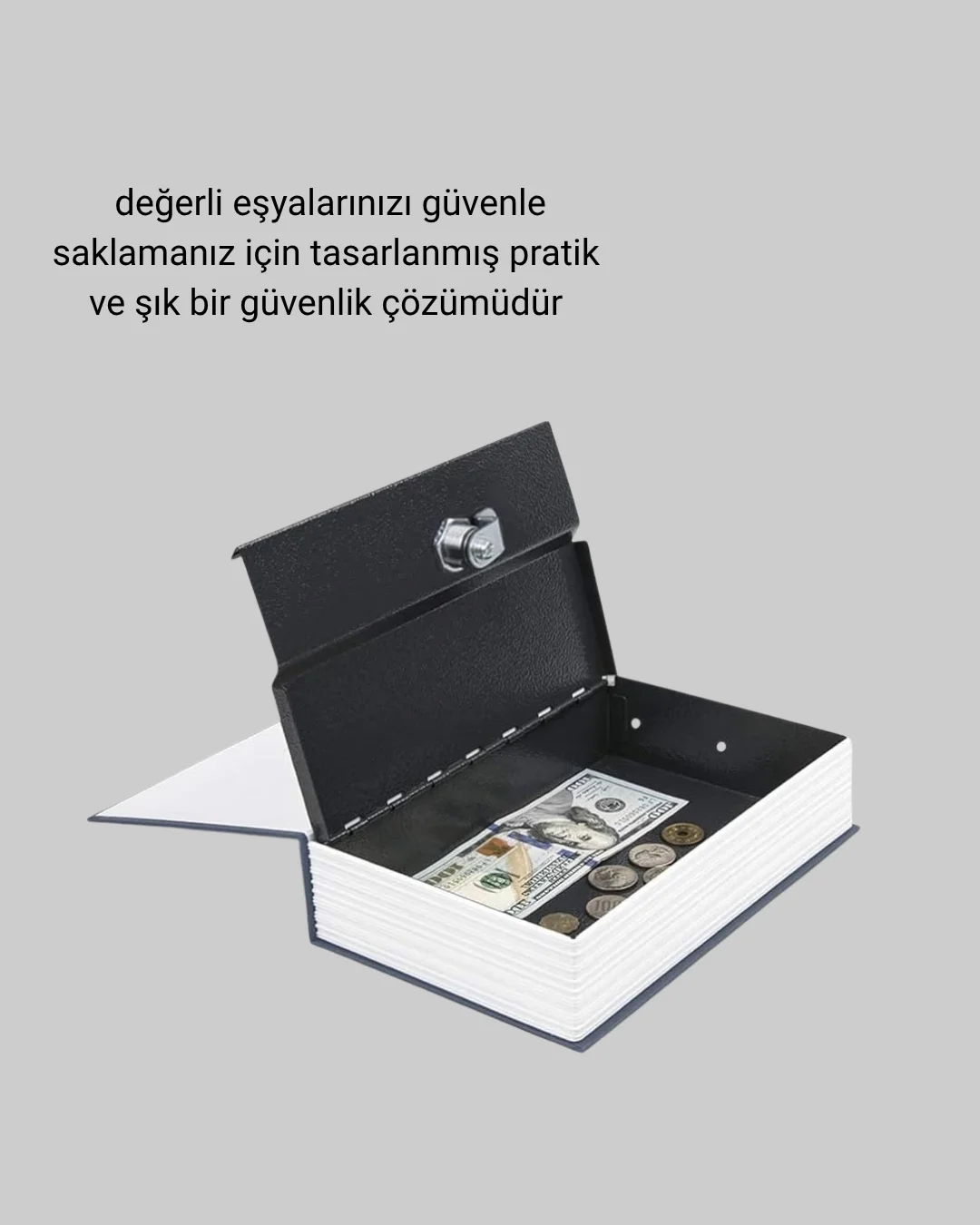 Sözlük Görünümlü Gizli Kitap Kasa – Anahtarlı Metal İç Kasa, Kompakt Boyut, Şık ve Güvenli Tasarım