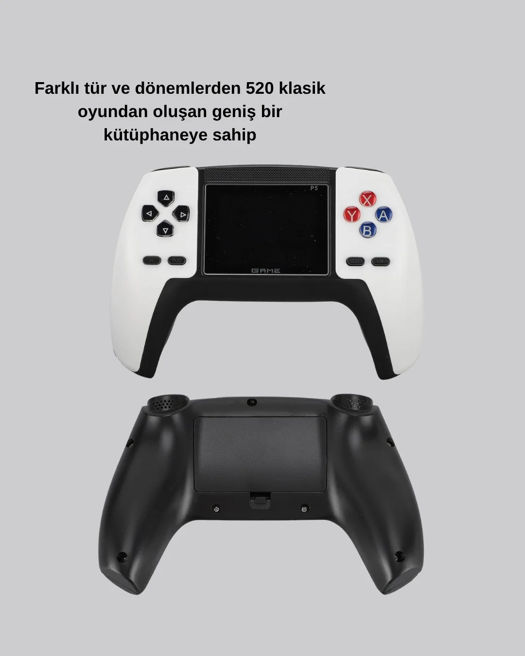 520 Klasik Oyunlu P5™ ControllerView Retro Konsol – Şarjlı,  Ergonomik Tasarım