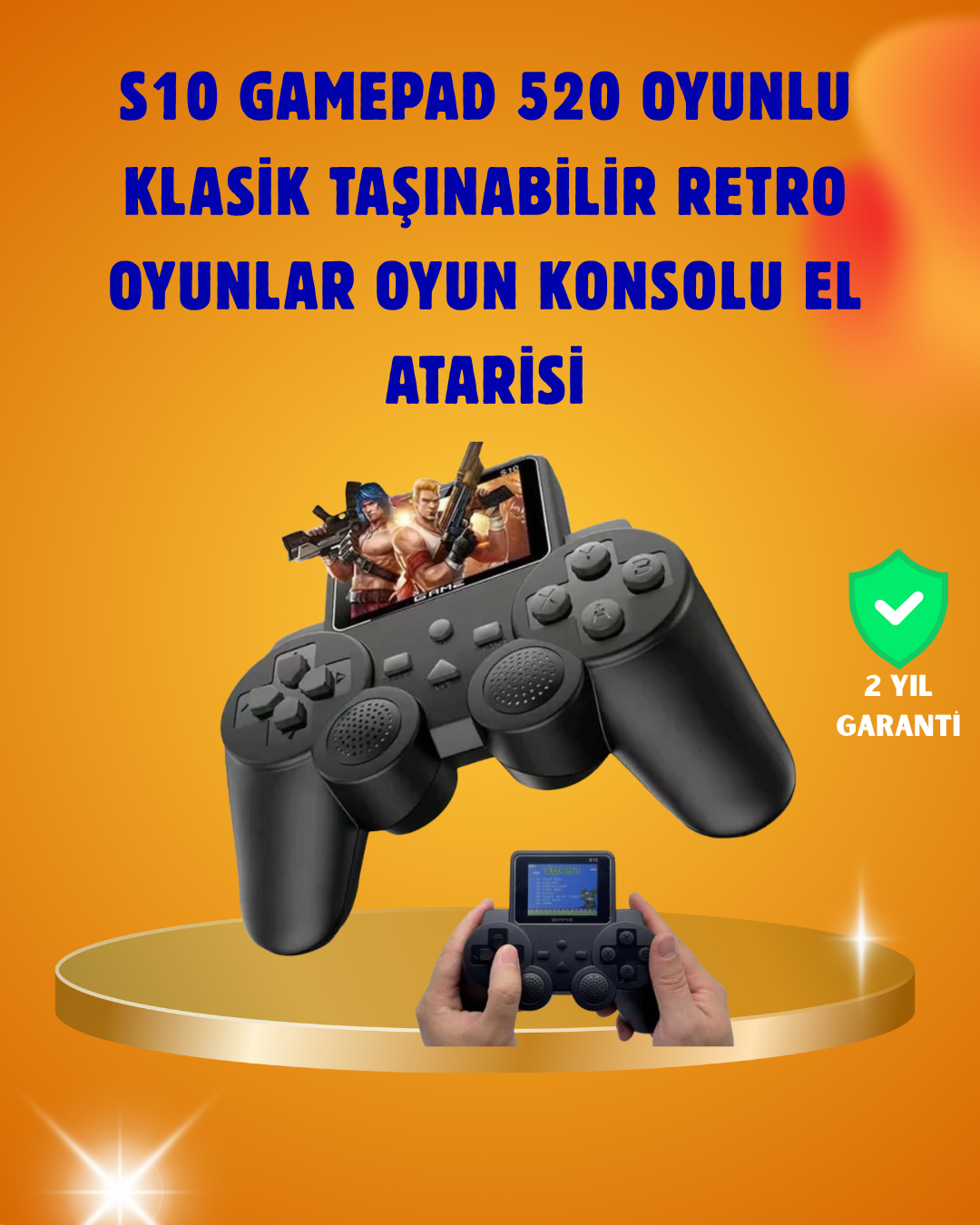 Çocuklar ve Yetişkinler İçin Uygun 500 Oyunlu Taşınabilir Mini Retro El Konsolu