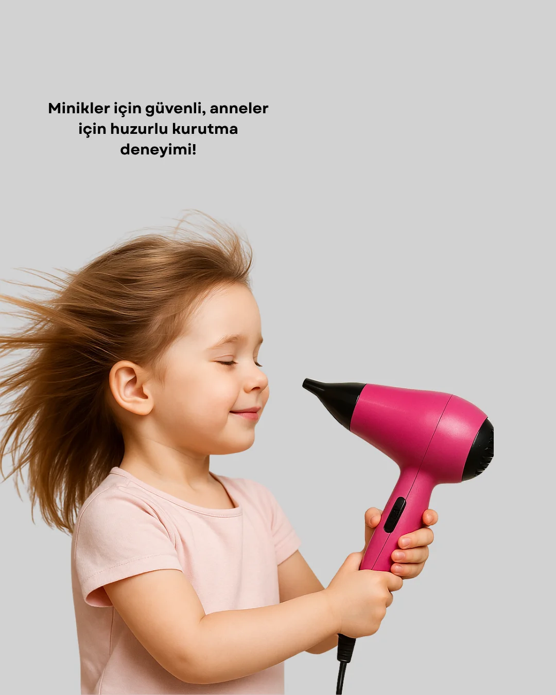 Çocuklara Özel Mini Fön Makinesi – 500/1000W Güç – Düşük Gürültü