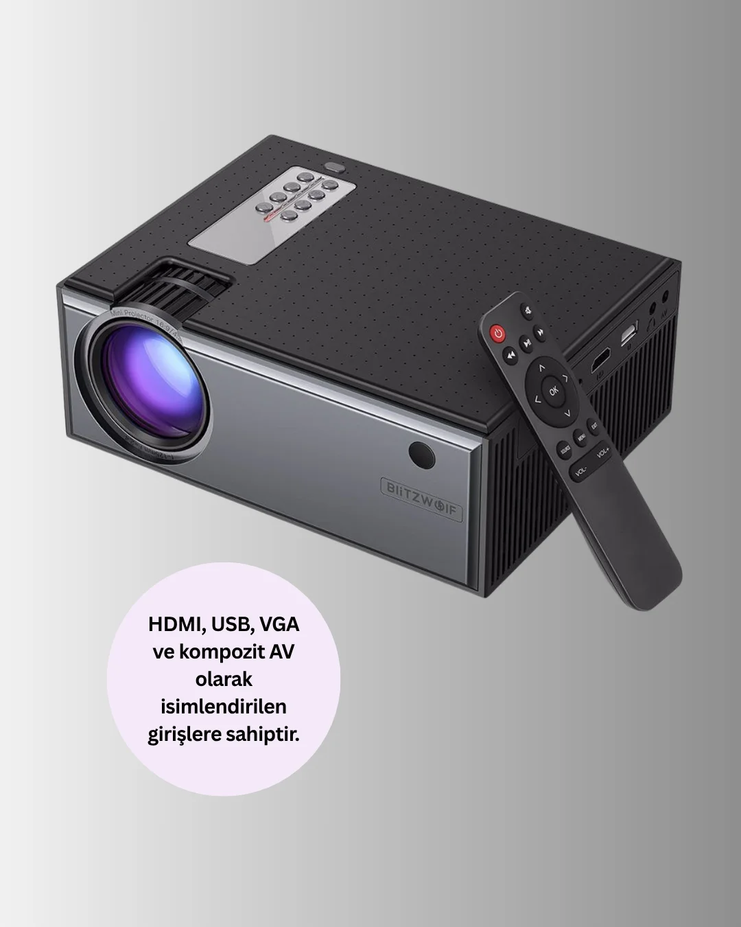 Yüksek Parlaklıkta Projeksiyon Cihazı – 1080p Destekli, Taşınabilir Ev Sineması Sistemi