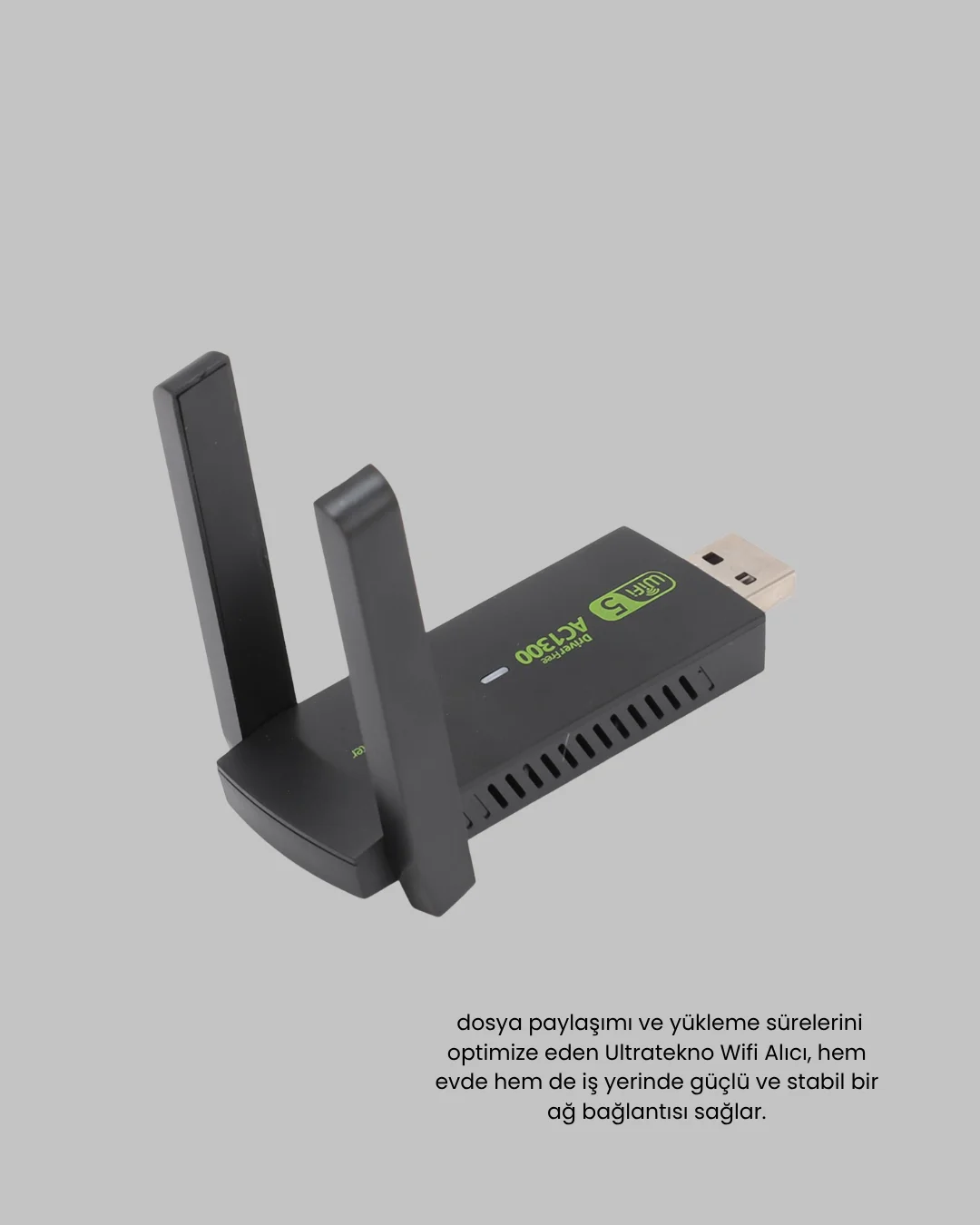 Ultratekno Dual Band WiFi Adaptör – 1200 Mbps, USB 3.0, Çift Antenli, Geniş Kapsama Alanı ve Yüksek Hız