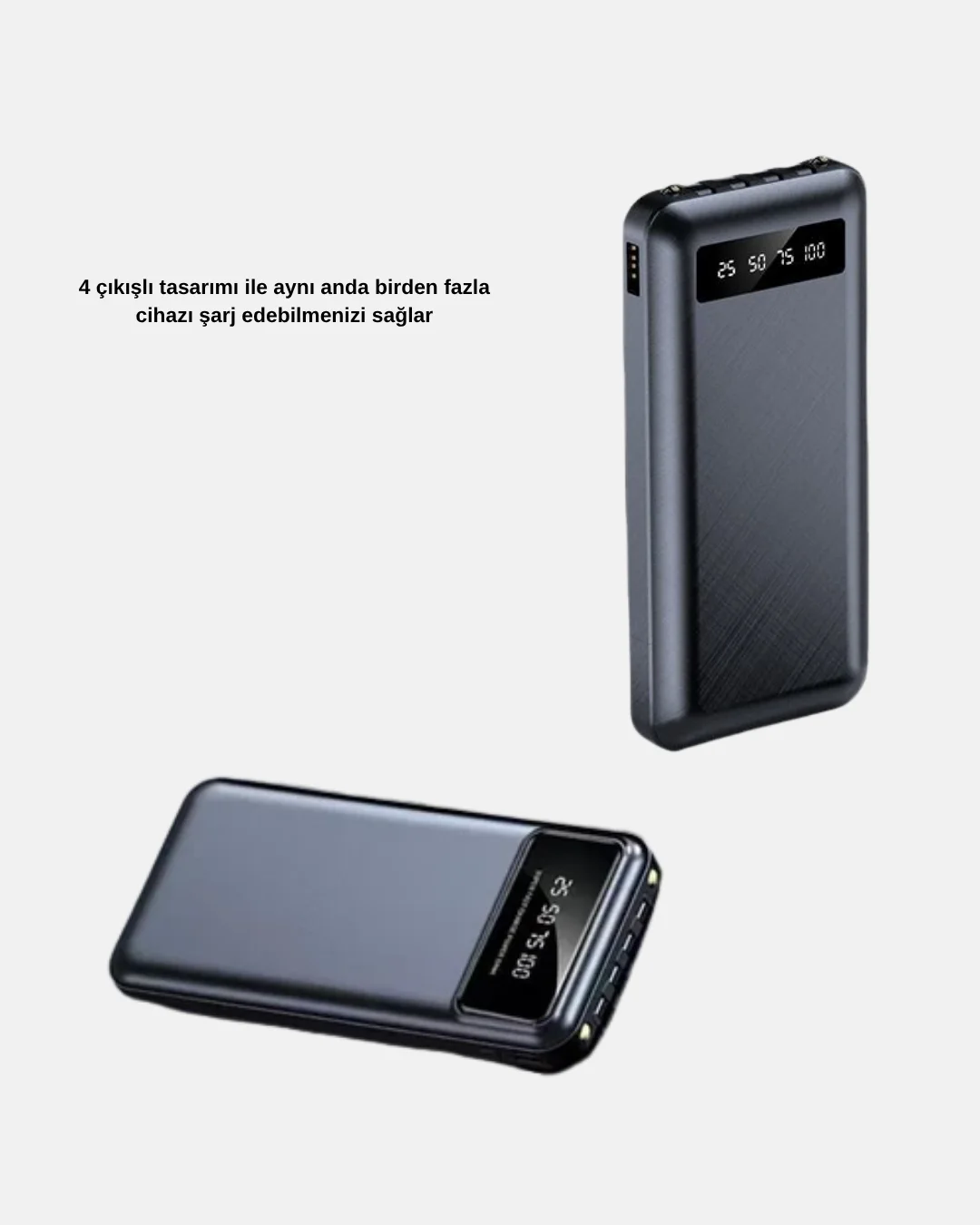 Powerbank 20000 mAh Hızlı Şarjlı LED Fenerli ve 4 Portlu