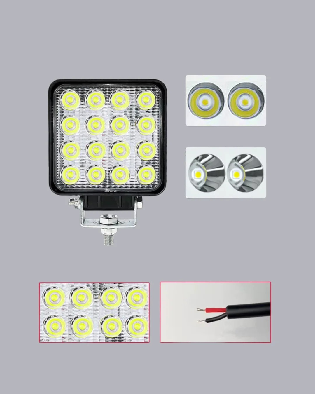 Araç Tipi LED Çalışma Lambası – IP65 Koruma, Alüminyum Kasa, Geniş Görüş Açılı