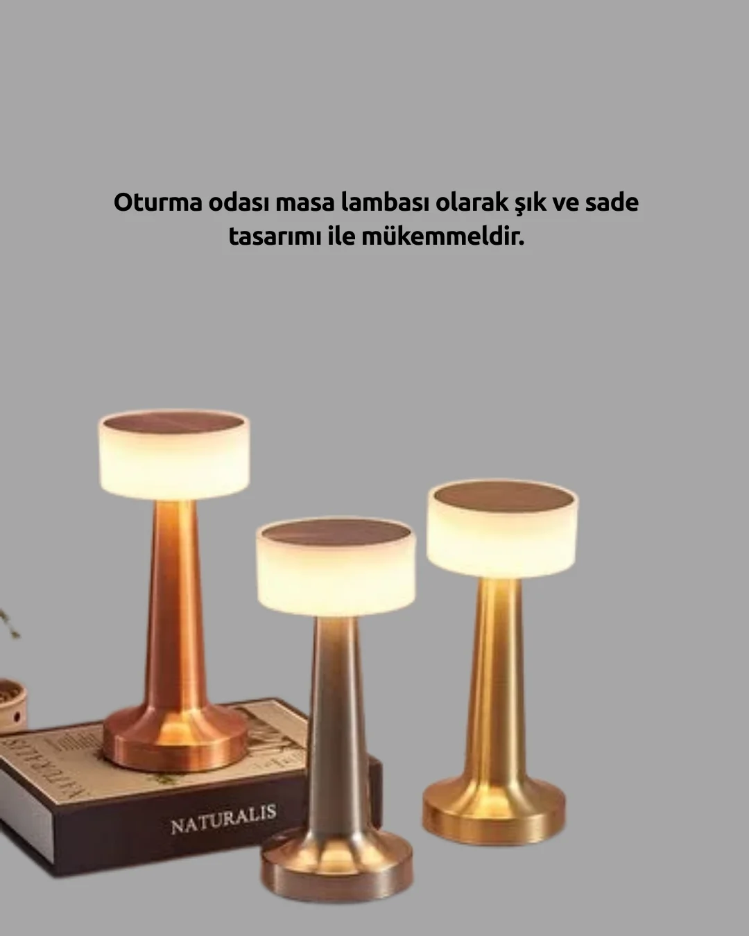 Modern USB'li Kablosuz Masa Lambası – Minimalist Tasarım, 3 Farklı Parlaklık Yeni Nesil