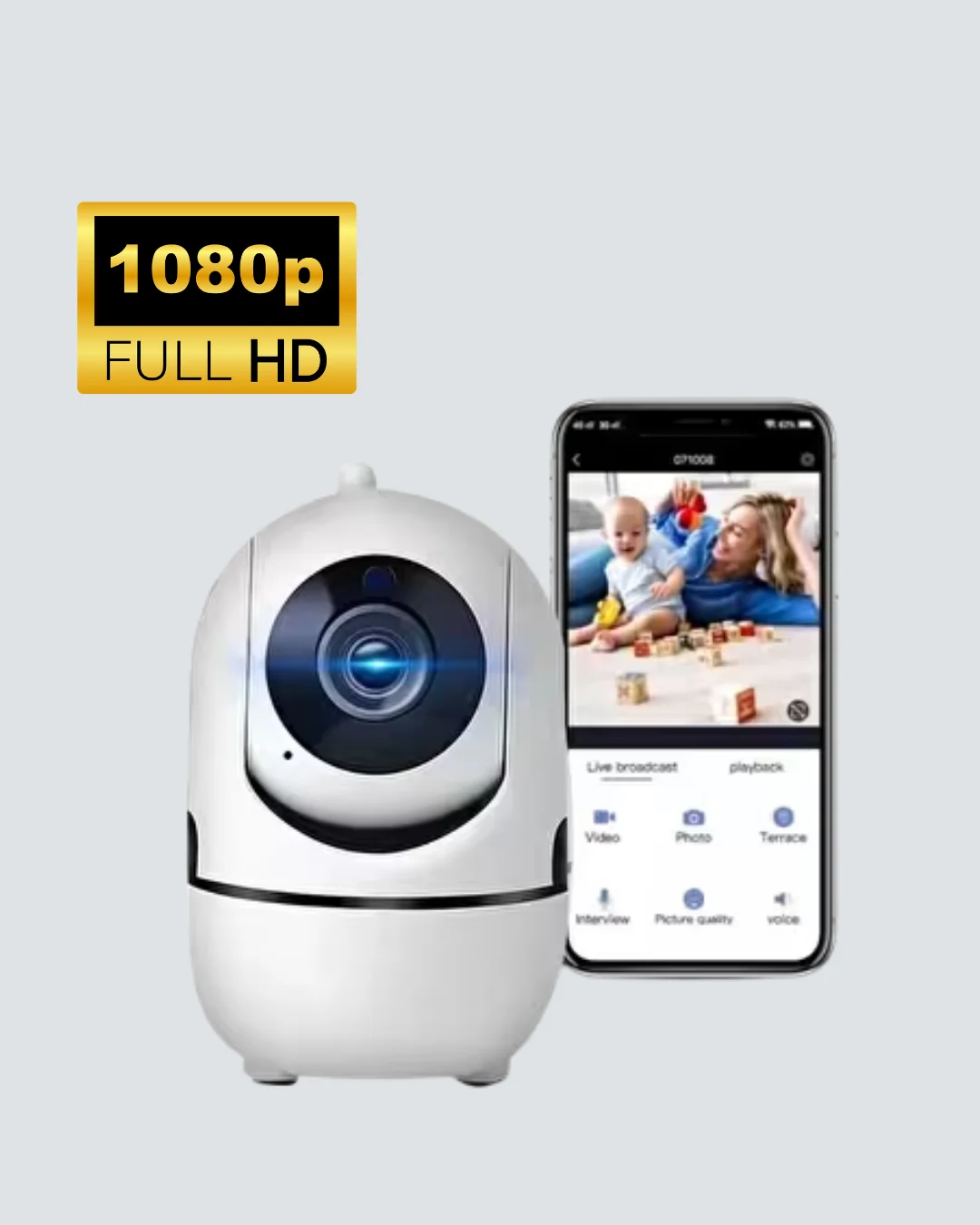 Akıllı Kontrol ve Hareket Takipli 1080P Kablosuz Güvenlik Kamerası – Gece Görüşlü ve İki Yönlü Sesli