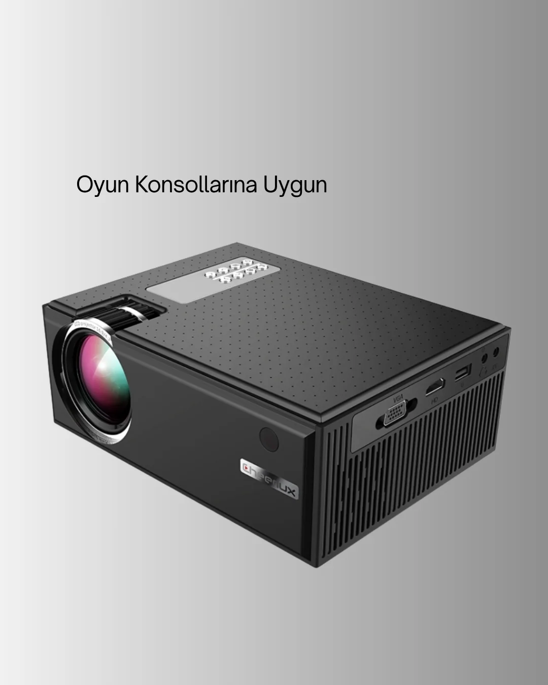 Full HD Destekli Taşınabilir Projeksiyon Cihazı – HDMI, USB, VGA Girişli, Uzaktan Kumandalı