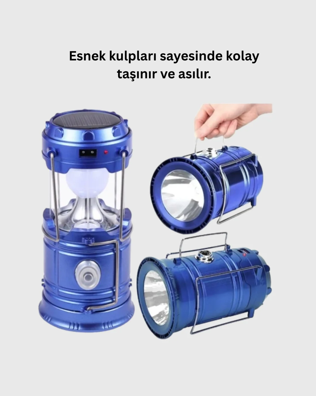 Güneş Enerjili Katlanabilir Kızaklı Kamp Feneri – USB Şarjlı, Çok Yönlü ve Dayanıklı Tasarım