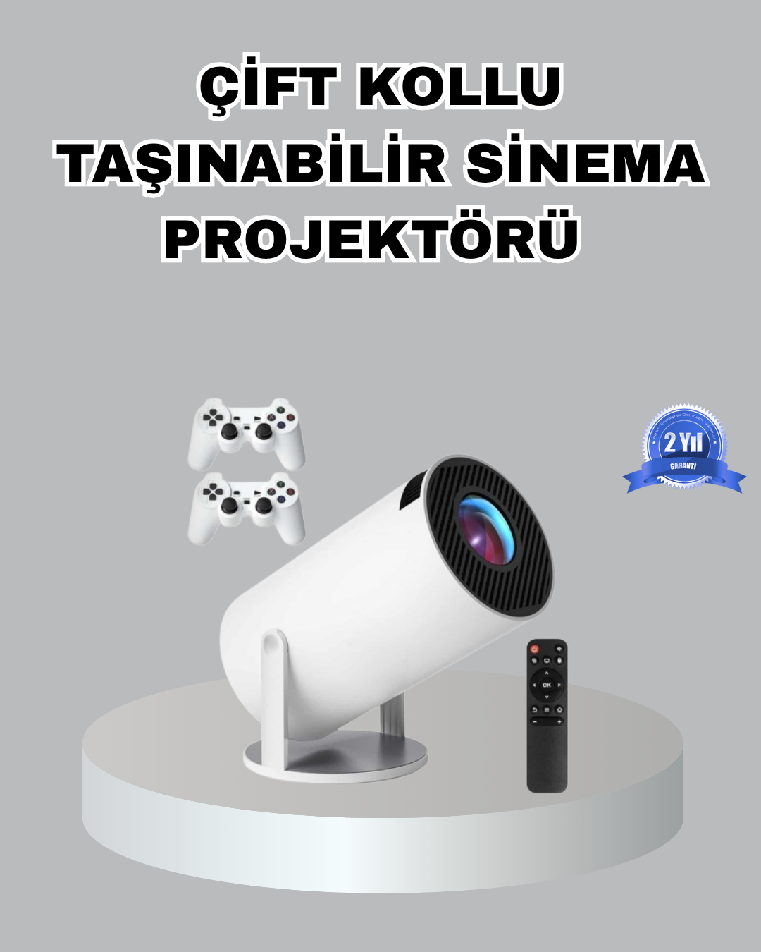 Taşınabilir Projeksiyon Cihazı 4K Destekli Wi-Fi Kablosuz Ekran Yansıtma
