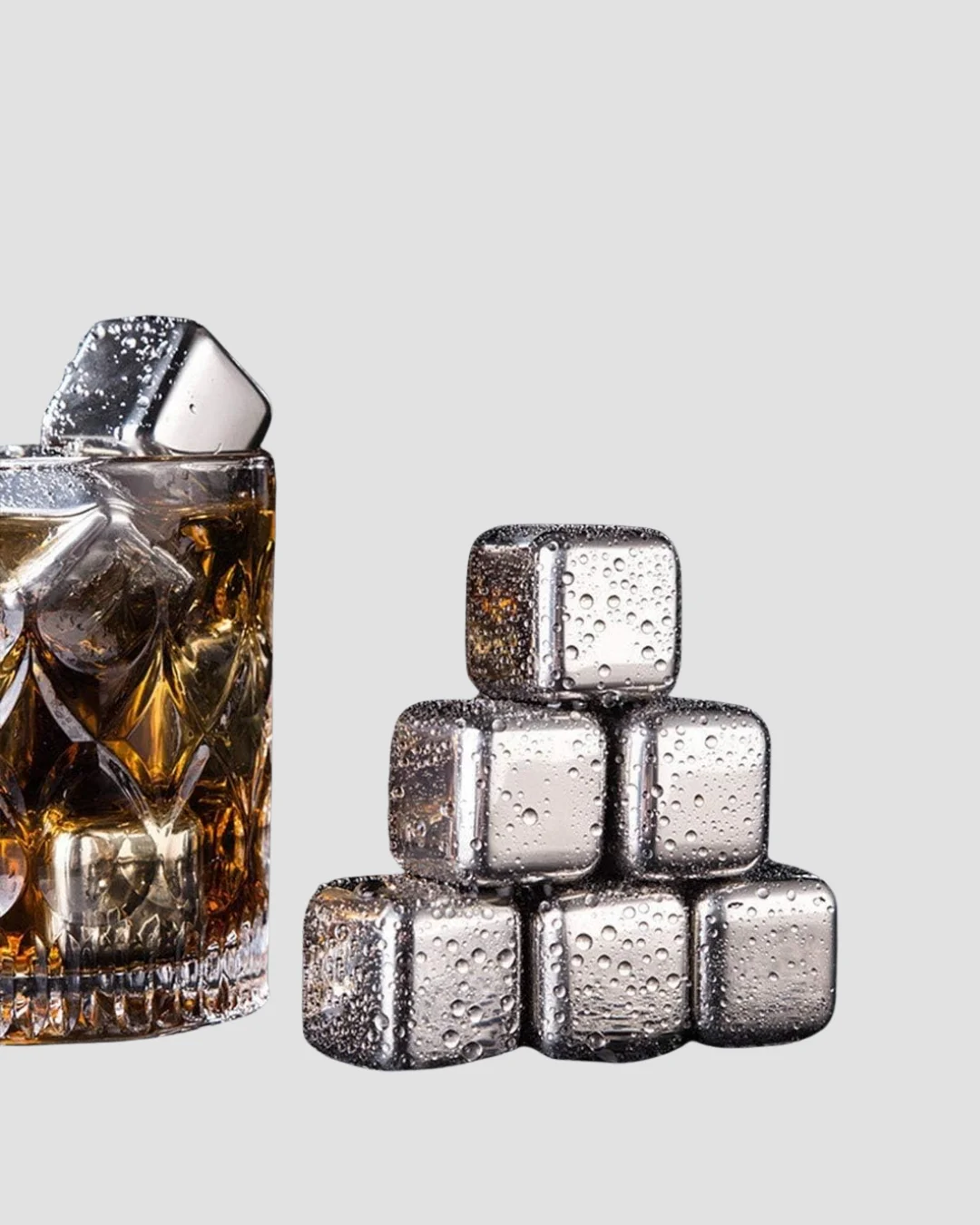 Paslanmaz Metal Buz Küpleri Seti Klipsli Sulandırmadan Soğutma Özellikli