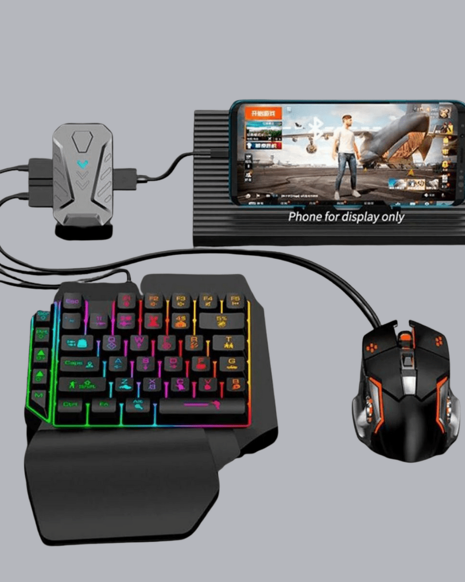 5in1 Mobil Oyun Kiti Bluetooth 5.3 Mini RGB Klavye Mouse Dönüştürücü Seti