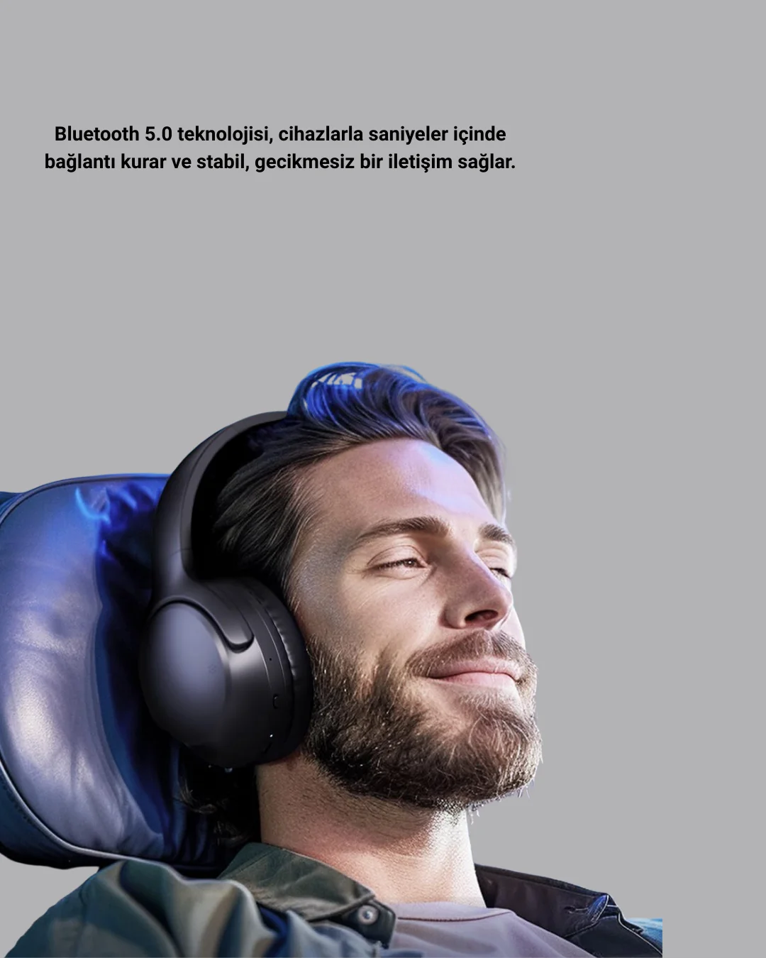 Kablosuz Bluetooth Kulaklık 5.0 18 Saat Kullanım Dinamik Sürücü Siyah Yeni Nesil