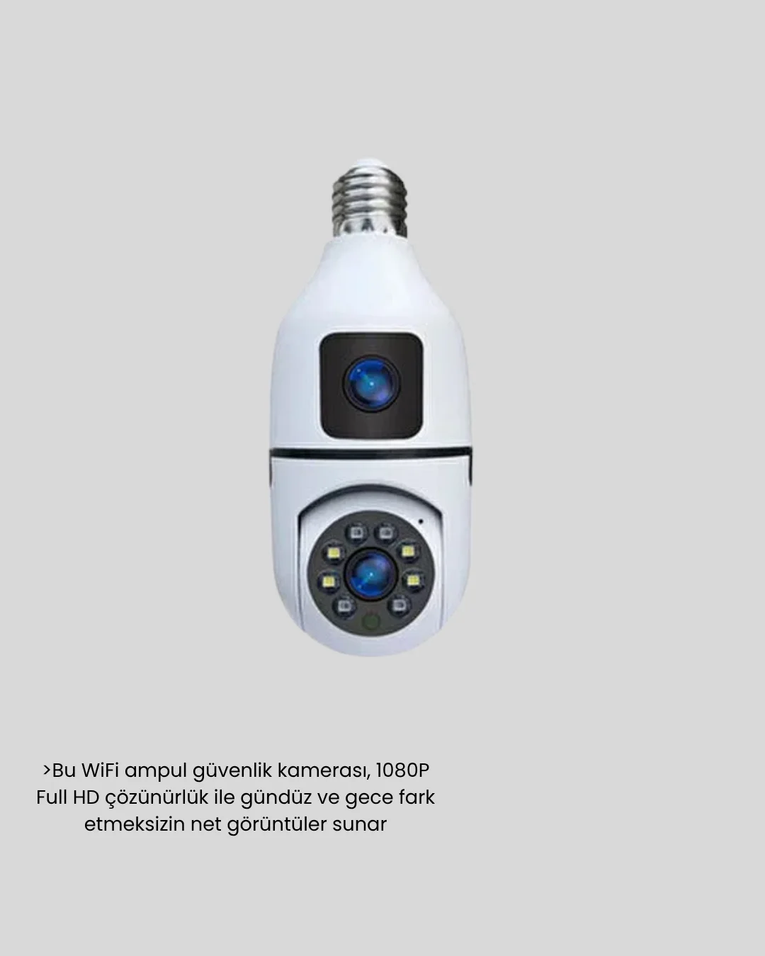 Ampul Tipi WiFi Kamera 2MP Lensli Full HD Görüntü ve Akıllı Hareket Algılama (Kopya)