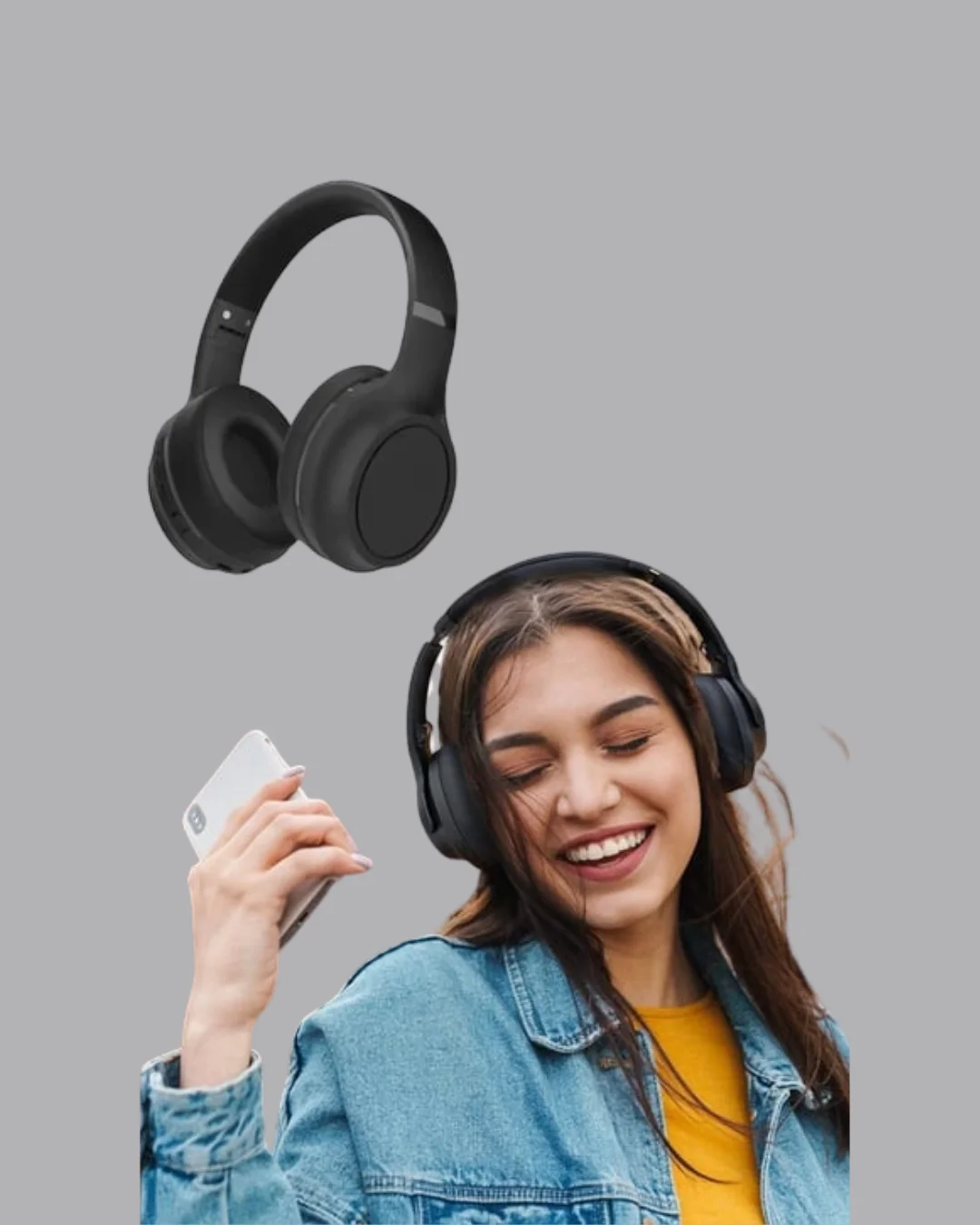 Bluetooth 5.0 Siyah Kablosuz Kulaklık 18 Saat Batarya Katlanabilir Tasarım Yeni Nesil