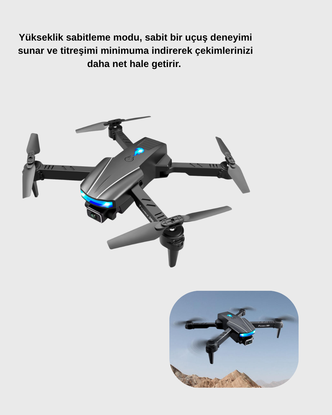 4K Kamera Özellikli Katlanabilir Drone Wi-Fi ve Yükseklik Sabitlemeli
