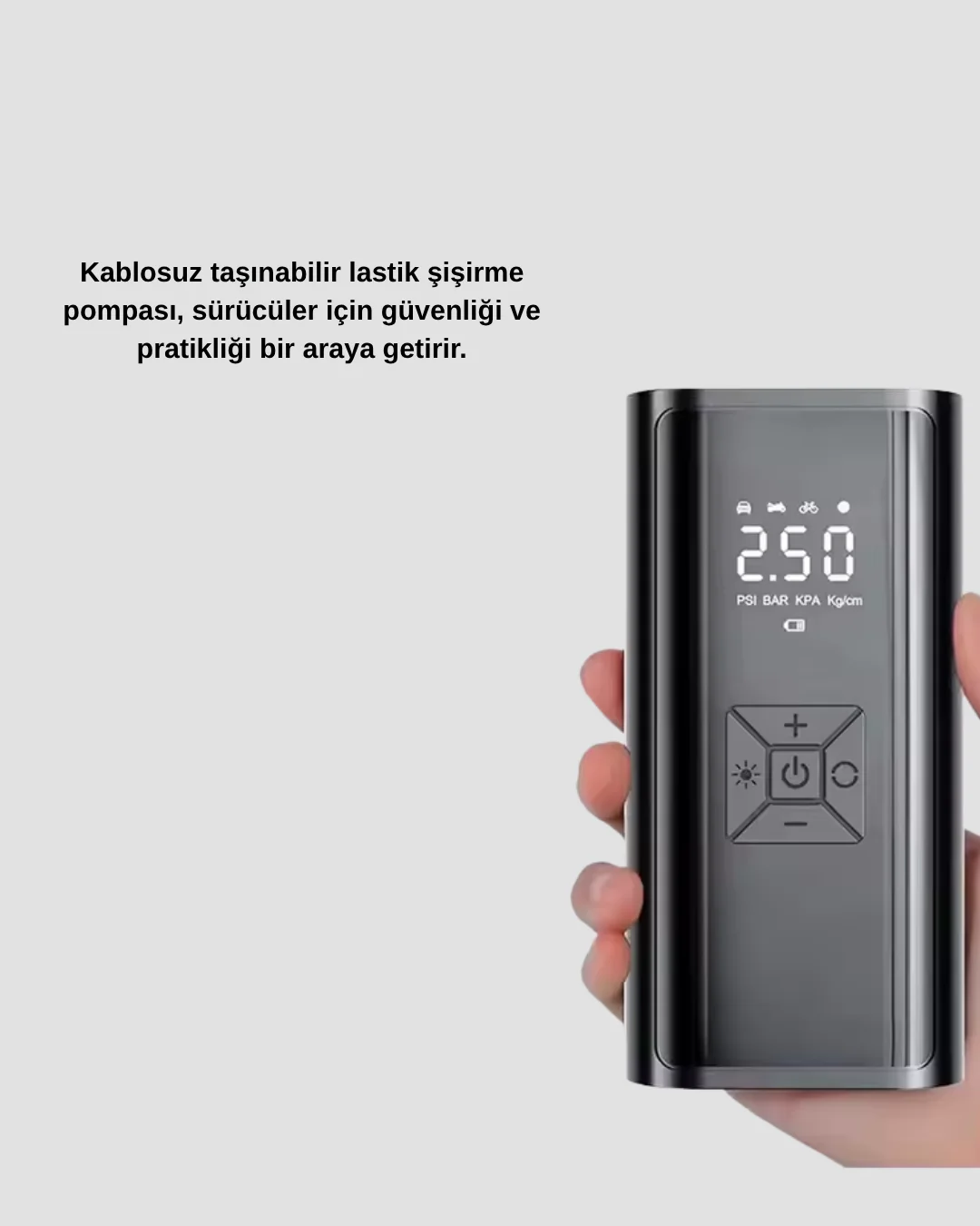 Taşınabilir 80W Kablosuz Lastik Şişirme Pompası Dijital Ekranlı