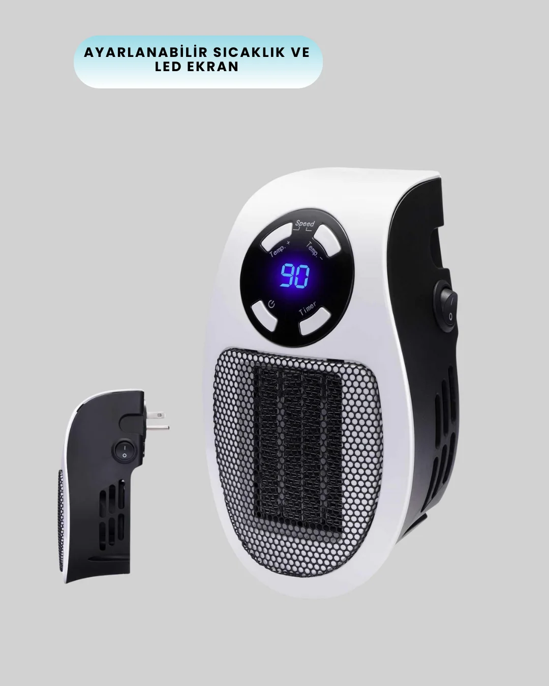 Priz Tipi Mini Isıtıcı LED Ekran Ayarlı Sıcaklık Zamanlayıcı