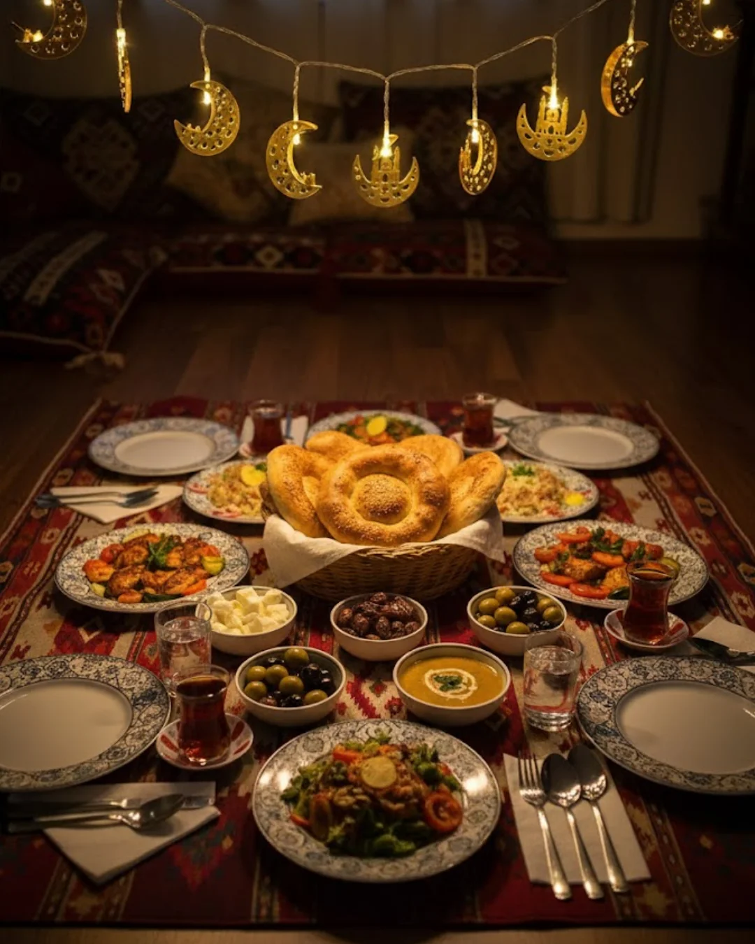 Dekoratif Minareli Hilal LED Işık Metal Gövdeli Ramazan Aydınlatma