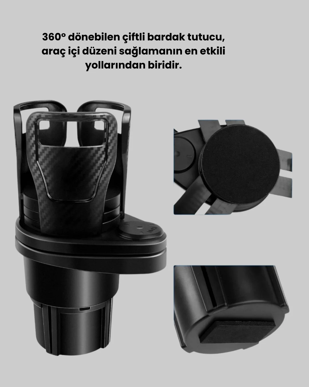 Araç İçi Düzen ve Ambiyans Seti Çift Bardak Tutucu + LED Işık