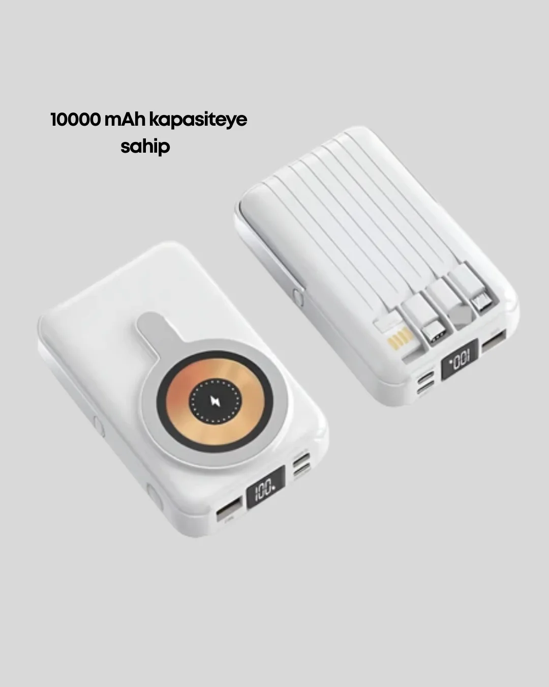 LCD Göstergeli Manyetik Powerbank Type C USB Girişli Yeni Nesil