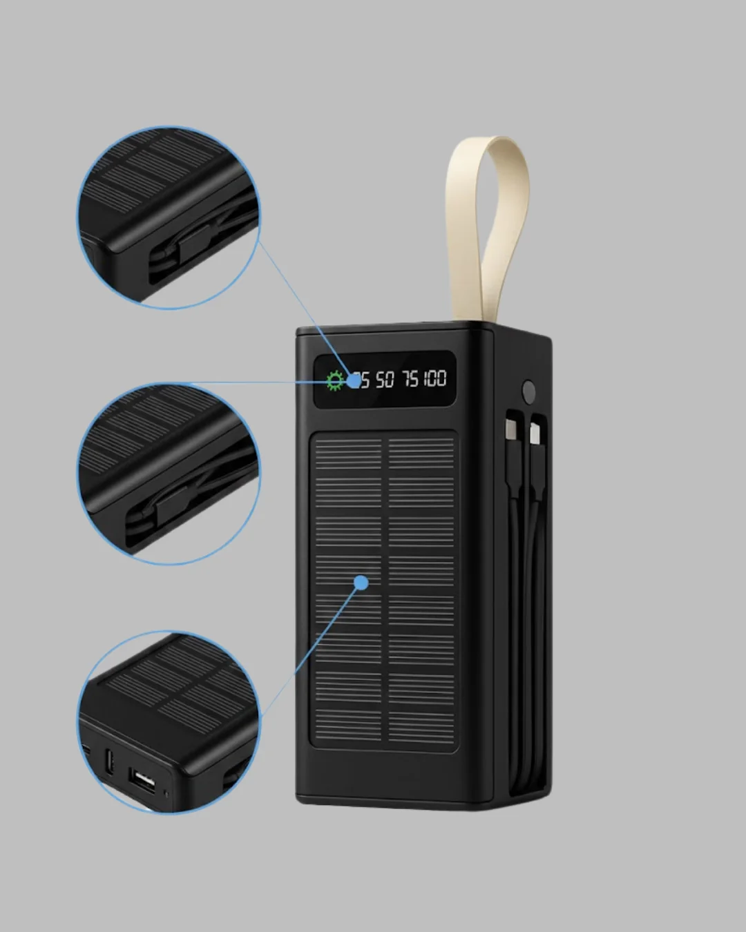 Taşınabilir Güneş Panelli Powerbank Çoklu Cihaz Şarj Destekli Yeni Nesil