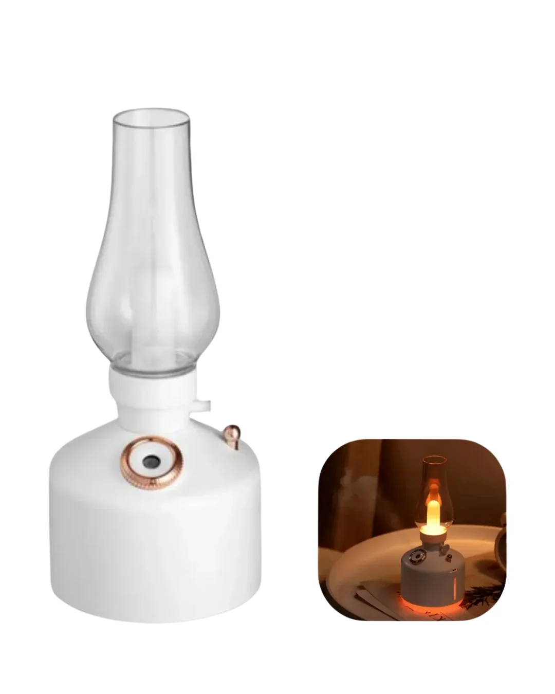 Vintage Dekoratif Gaz Lambası Görünümlü Aromaterapi Difüzör 1200 mAh USB Şarjlı