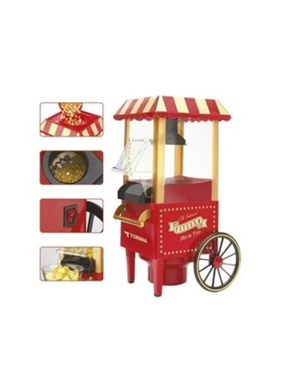 Nostaljik Tasarımlı Yağsız Mısır Patlatma Makinesi