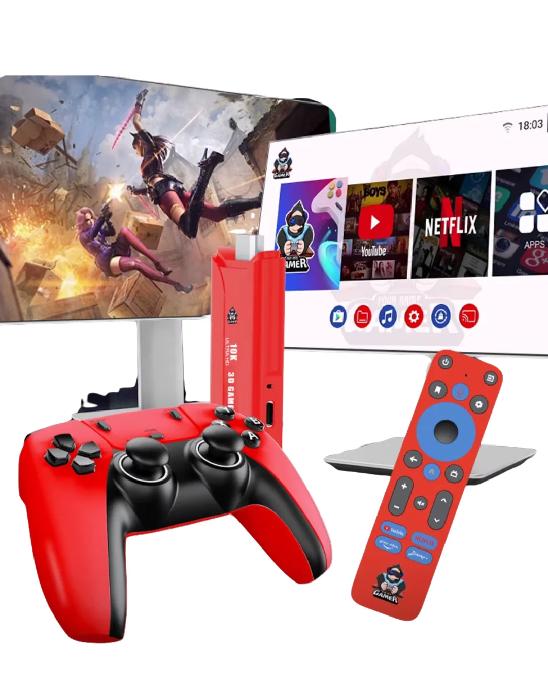 Retro Android Game Stick 64GB 10K HD Çift Kişilik Oyun Konsolu