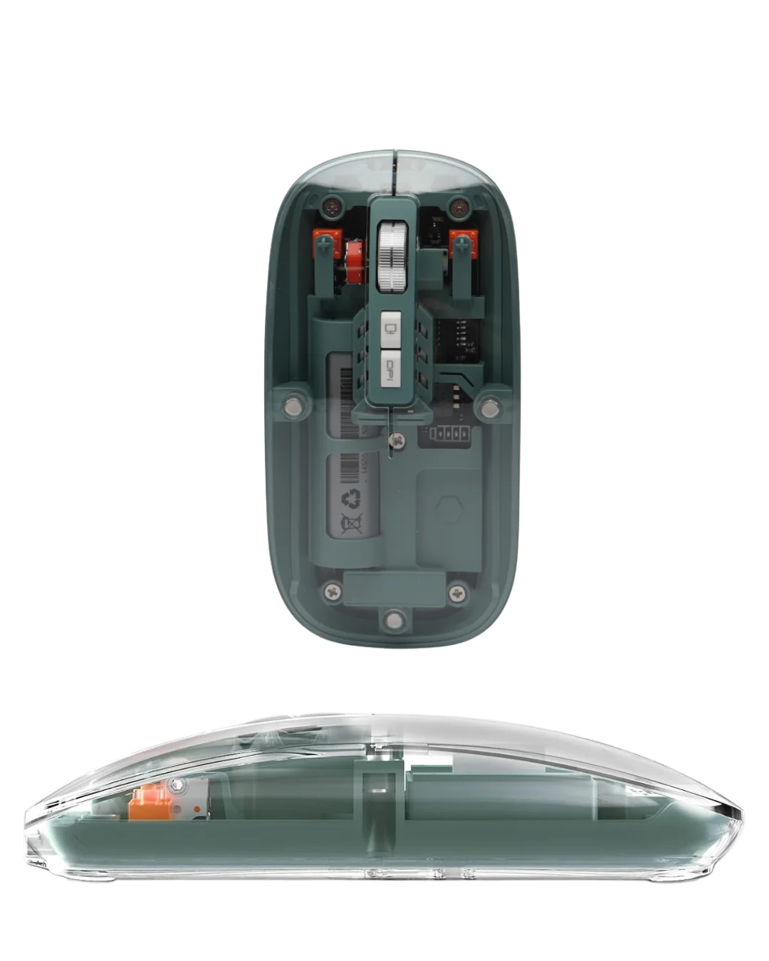 Bluetooth ve 2.4G USB Destekli Pilli Kablosuz Şeffaf Mouse Yeni Nesil