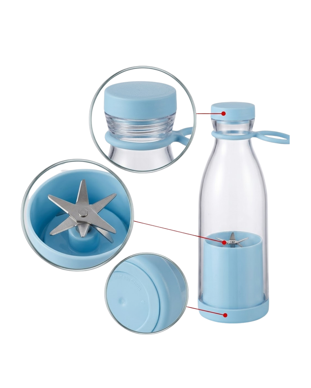 Şarjlı Taşınabilir Blender 380 ml USB Kablosuz Smoothie ve Meyve Karıştırıcı