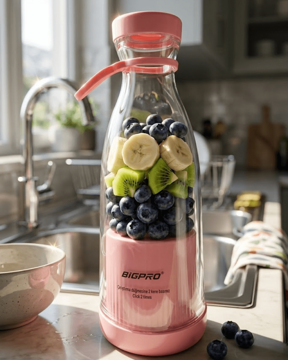 Mini Blender USB Şarjlı Smoothie Hazırlayıcı Kolay Temizlenebilir Tasarım