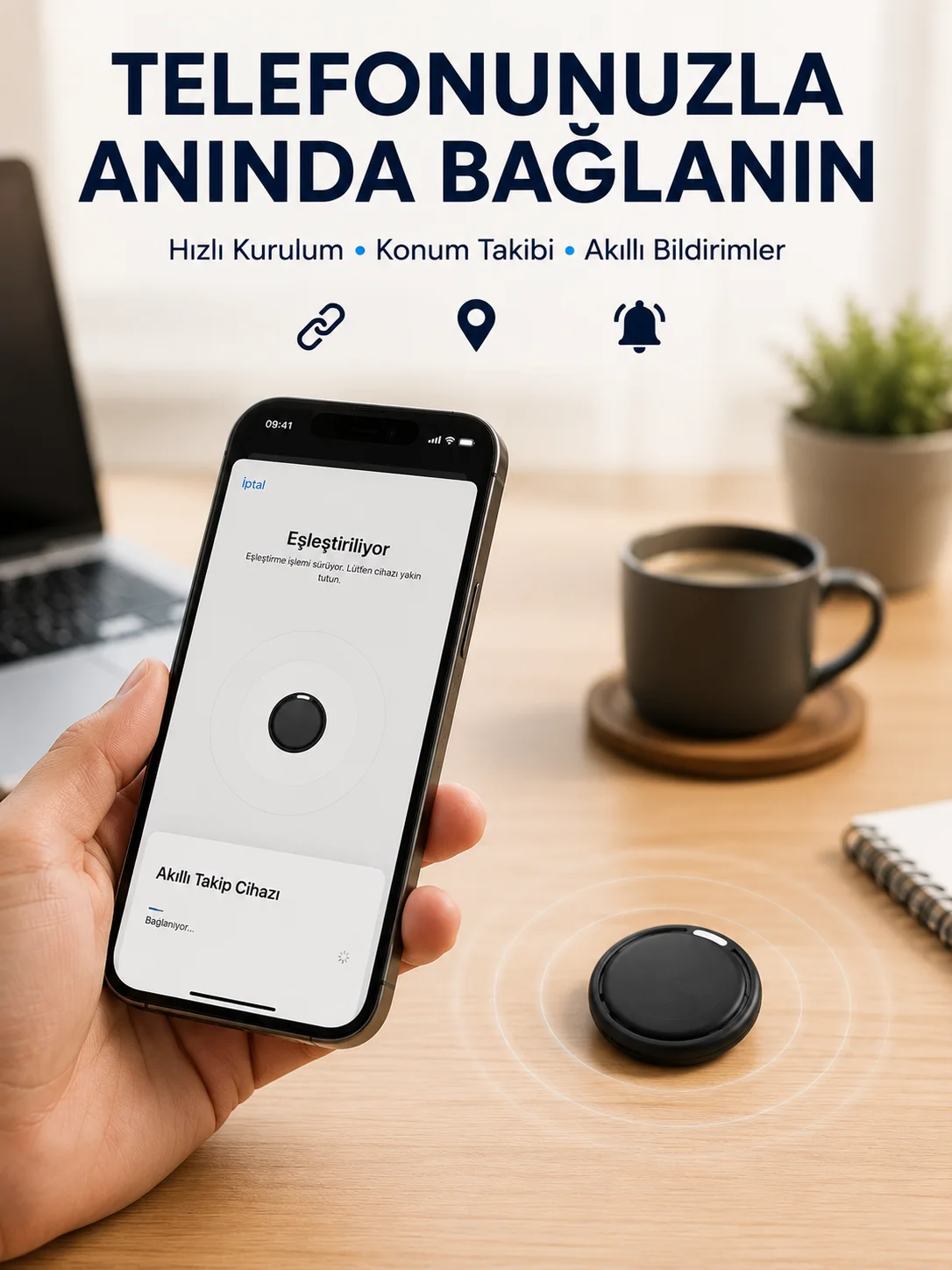 AirTag Akıllı Eşya Takip Cihazı İOS ve Android Uyumlu Uzun Pil Ömürlü