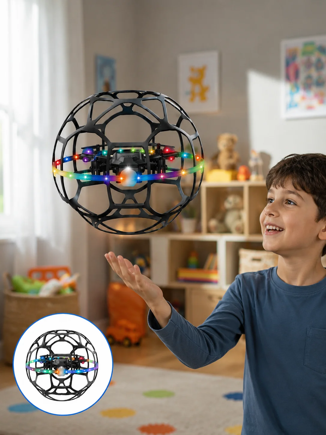 El Sensörlü Uçan Top Drone Çocuklar İçin LED Işıklı Eğlence Oyuncağı