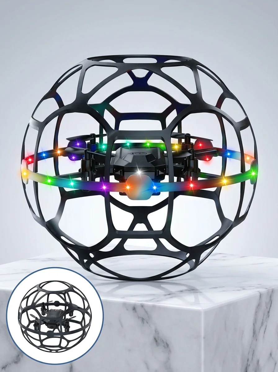 LED Işıklı Futbol Topu Mini Drone Akıllı Sensörlü El Kontrollü