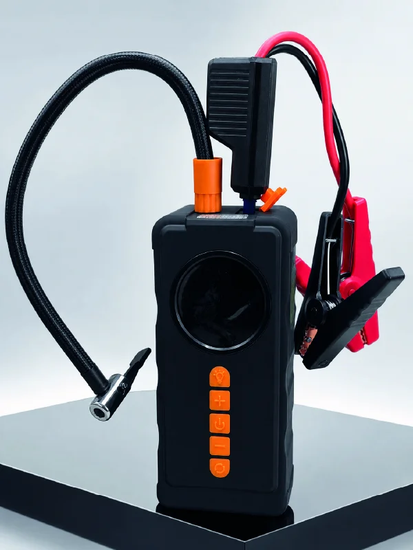 4'ü 1 Arada Akü Takviye Cihazı Dijital Lastik Şişirme Kompresörü 10000mAh Powerbank ve LED Fener