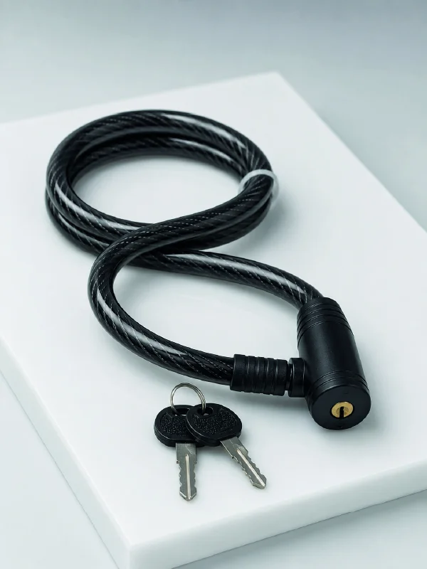 12 mm PVC Kaplamalı Bisiklet Kilidi 80 cm Anahtarlı Çelik Halat Kilit 2 Anahtarlı Güvenlik Kilidi