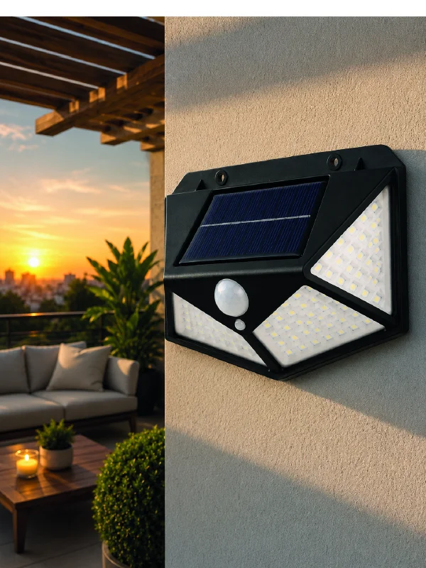 Sensörlü Solar Bahçe Lambası Geniş Açılı LED Aydınlatmalı Balkon Garaj ve Bahçe Işığı