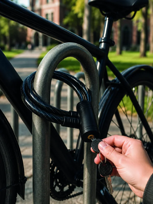 12 mm Çelik Halat Bisiklet Kilidi 80 cm Anahtarlı Güvenlik Kilidi PVC Kaplamalı Scooter ve Elektrikli Bisiklet Uyumlu