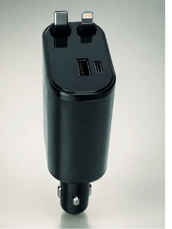 4 Cihazı Aynı Anda Şarj Eden Araç Şarj Cihazı USB-A, USB-C, Type-C ve Lightning Destekli