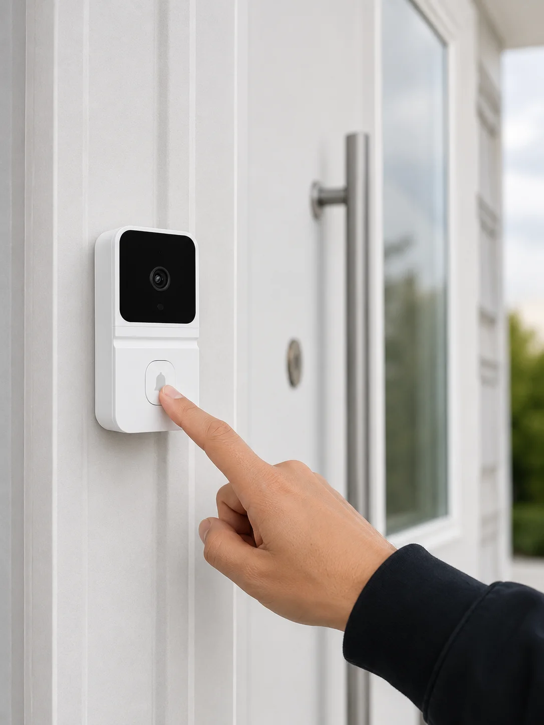 Beyaz Wi-Fi Akıllı Görüntülü Kapı Zili HD Kamera, Gece Görüşü ve Telefon Bildirimli Kablosuz Kapı Zili